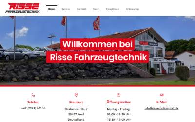 Top of the website for Risse Motorsport GmbH