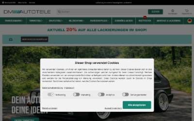 Top of the website for DM-Autoteile GmbH
