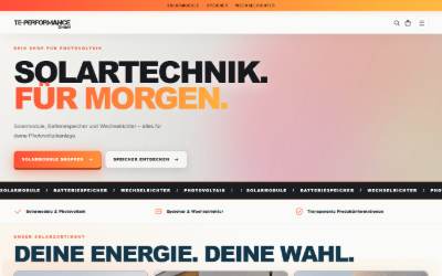 Top of the website for TE-PERFORMANCE GmbH
