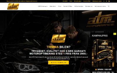 Top of the website for ATM-Performance Sweden