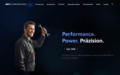 Top of the website for MTD PERFORMANCE (M.T.D. Power GmbH)