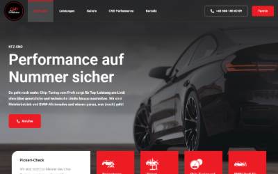 Top of the website for CND Performance
