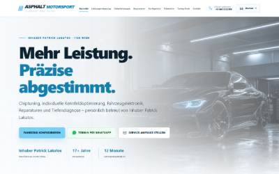 Top of the website for Asphalt Motorsport