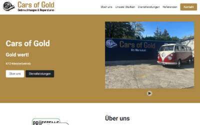 Top of the website for Kfz Cars of Gold