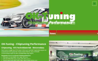 Top of the website for Oktuning Chiptuning Performance KFZ-Technik
