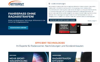 Top of the website for Efficient Technologies KFZ-Sondereinbauten