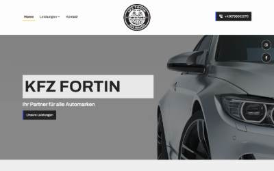 Top of the website for KFZ Fortin