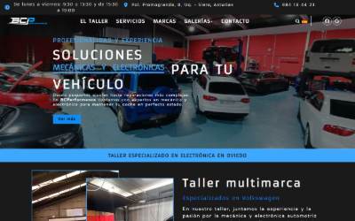 Top of the website for BCPerformance
