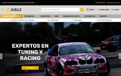Top of the website for Mraz Europe Performance Parts Tienda Racing Drift