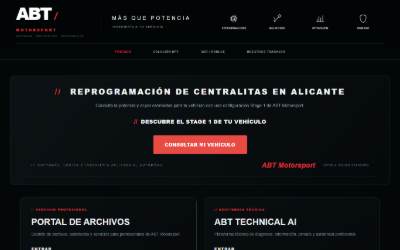 Top of the website for ABT Motorsport – Ingeniería electrónica automotriz
