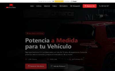 Top of the website for AR Performance