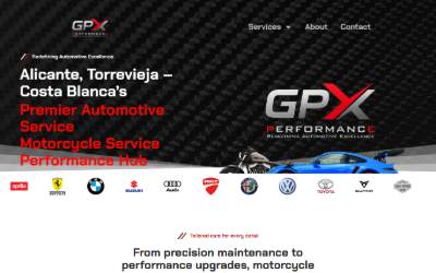 Top of the website for GPX Performance - Autoservice & Tuning Torrevieja