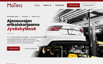 Top of the website for MoTest oy
