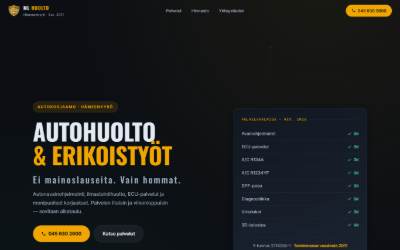 Top of the website for ML Optimointi Oy