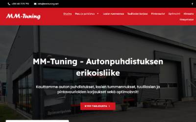 Top of the website for MM-Tuning Oy