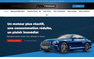 Top of the website for RS-Tronic: Reprogrammation Moteur / Vitres Teintées / Échappement