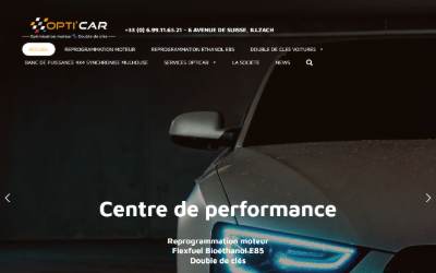 Top of the website for Opticar - Autokey68 / Double de clés automobile / Serrurier voiture / Reprogrammation moteur / Solution Adblue FAP EGR