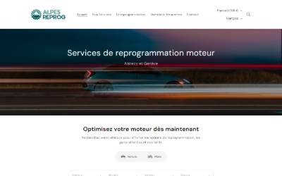 Top of the website for Alpes Reprog