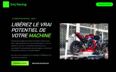 Top of the website for EMJ Racing