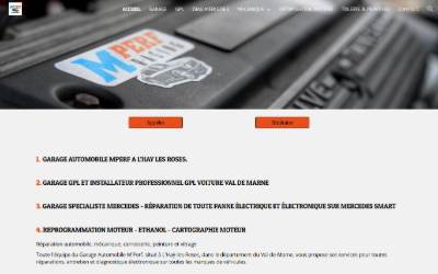 Top of the website for M PERF GARAGE SPECIALISTE MERCEDES ILE DE FRANCE - REPARATEUR GPL VOITURE - REPROGRAMMATION MOTEUR
