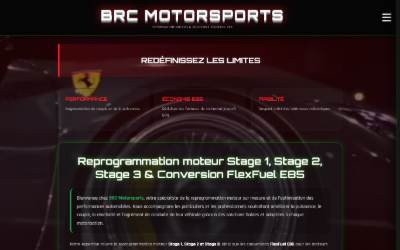 Top of the website for BRC Motorsports - Reprogrammation moteur et conversion Flexfuel Éthanol E85
