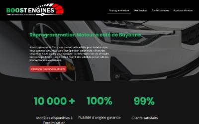Top of the website for Boost Engines Reprogrammation & Conversion Super Ethanol E85 Bayonne