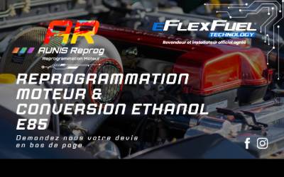 Top of the website for AUNIS Reprog Reprogrammation Moteur & Conversion Éthanol e85