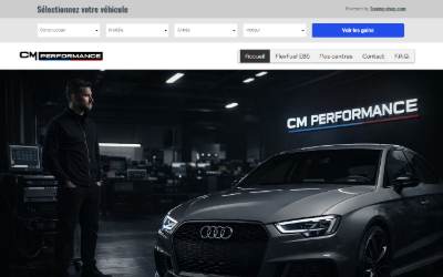 Top of the website for CM Performance Béziers