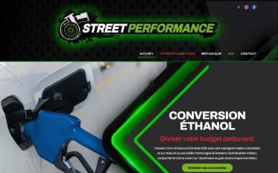 Top of the website for Streetperformance