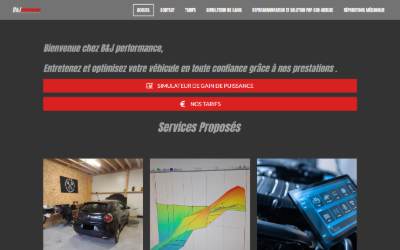 Top of the website for B&J PERFORMANCE