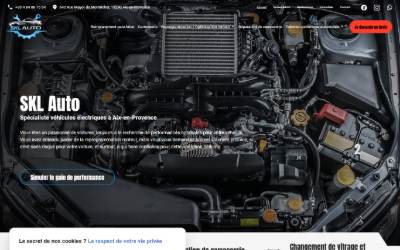 Top of the website for SKL AUTO (spécialiste EV) carrosserie et esthétique auto