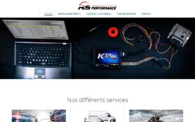 Top of the website for RS Performance – Reprogrammation moteur & Conversion Ethanol