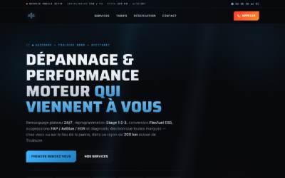 Top of the website for SAC Performance - Dépannages