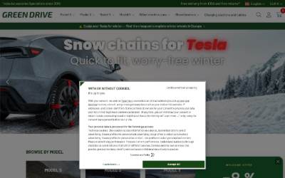 Top of the website for Green Drive - Accessoires pour Tesla
