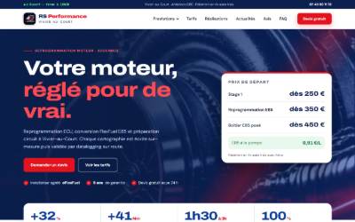Top of the website for Reprogrammation moteur RS Performance Vivier-Au-Court