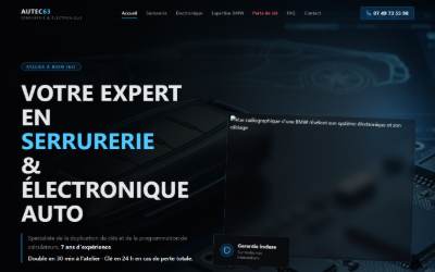 Top of the website for AUTEC63 Spécialiste en électronique et serrurerie automobile / Reprogrammation calculateur Clermont Ferrand
