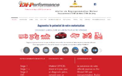 Top of the website for EM Performance