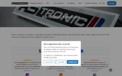 Top of the website for DM AUTO RS-Tronic ALBERTVILLE -Reprogrammation moteur -Conversion ethanol -Lustrage -Entretien auto/moto -Renovation optique