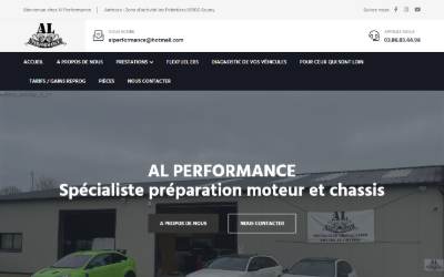 Top of the website for AL PERFORMANCE