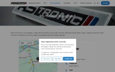 Top of the website for Rstronic Bourgneuf - Reprogrammation moteur - Conversion bio éthanol (e85) - Mécanique et carrosserie automobile