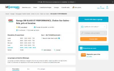 Top of the website for DB GLASS & PERFORMANCE - Remplacement de pare-brise à Chalon Sur Saône