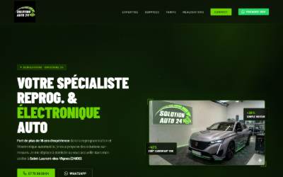 Top of the website for Solution Auto 24 - Reprogrammation moteur Bergerac / convertion éthanol / Fap egr adblue - Uniquement sur RDV