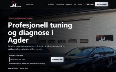 Top of the website for JM Tuning AS