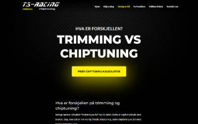 Top of the website for Chiptuning Arendal