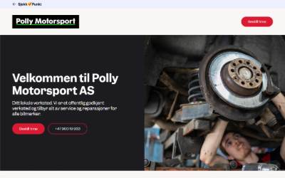 Top of the website for Polly Motorsport AS - SjekkPunkt