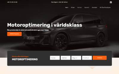 Top of the website for Dynex Performance AB