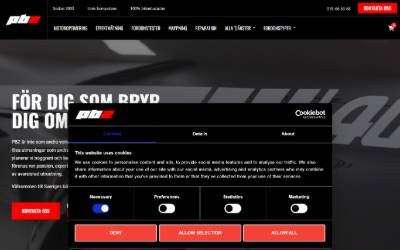 Top of the website for PBZ, Performance By Z AB