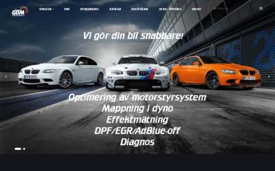 Top of the website for GDM Performance AB