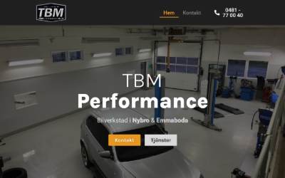 Top of the website for TBM Performance