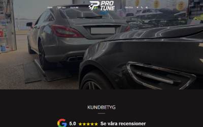Top of the website for Motoroptimering Halmstad: ProTune SWEDEN